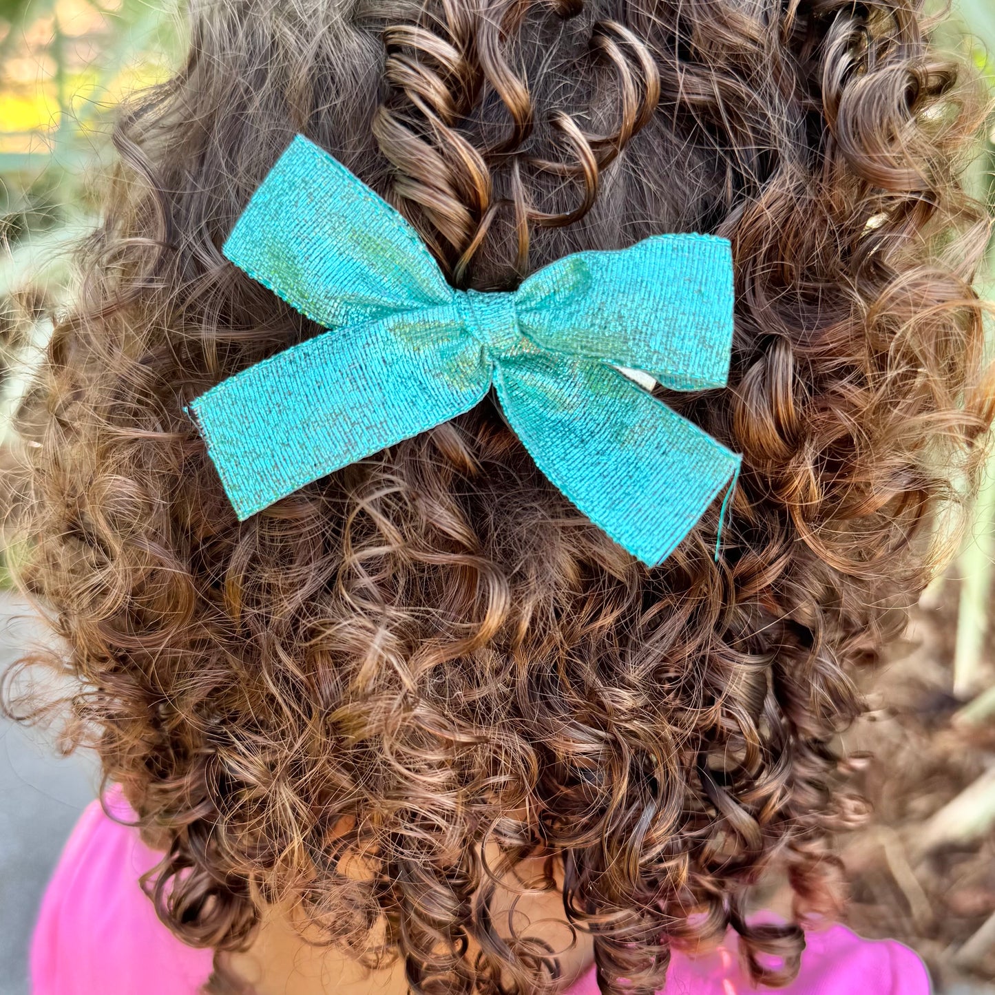 turquoise sparkle bow set (2 pack)