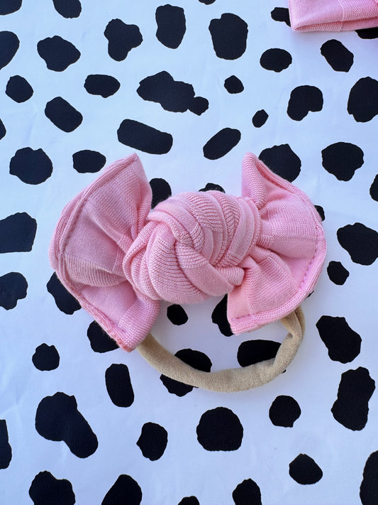 pink checkered nylon bows