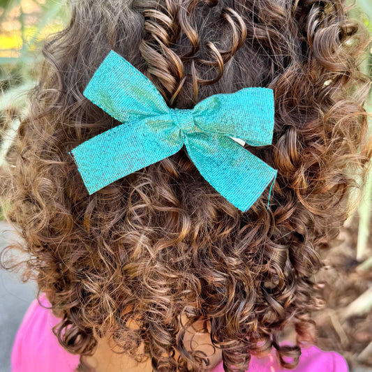 turquoise sparkle bow set (2 pack)