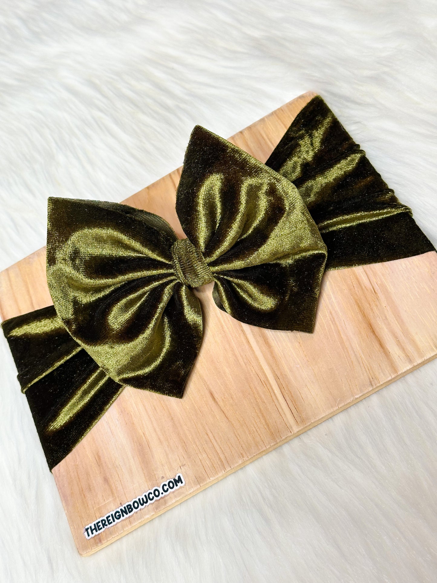 olive crushed velvet bows