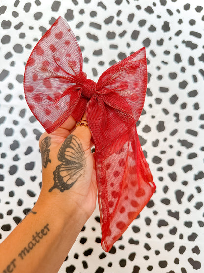 red gold mesh bows