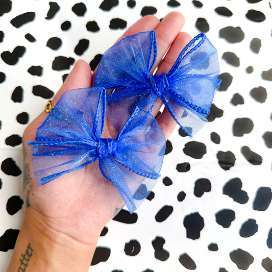 blue glitter ribbon bows