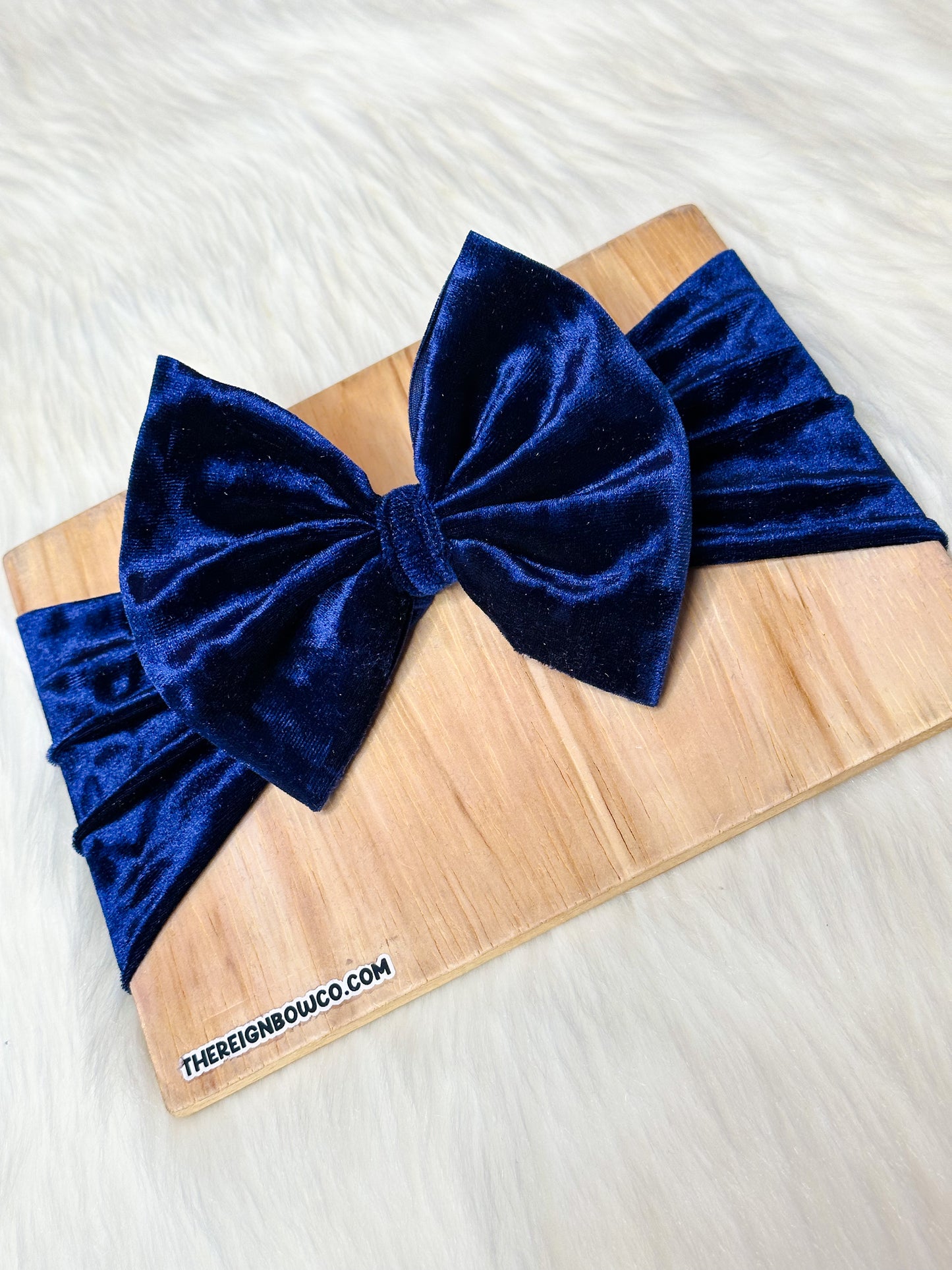 navy crushed velvet bows