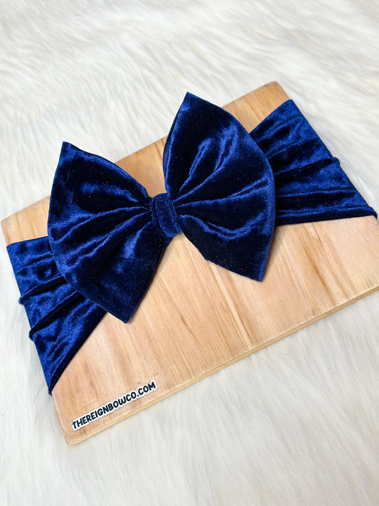 navy crushed velvet bows