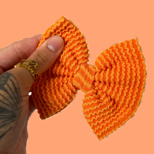 orange waved rib knit bows