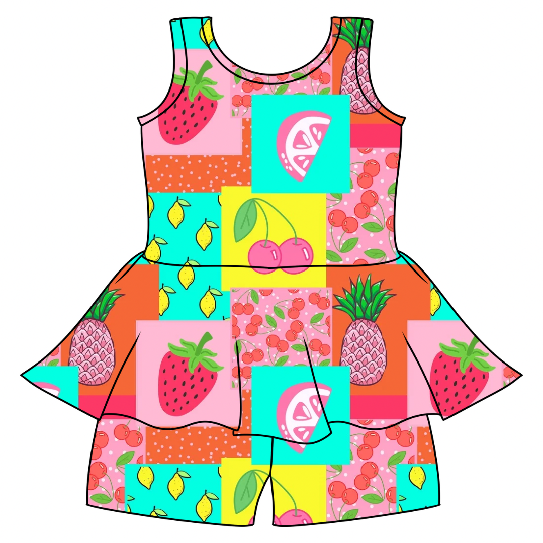 fruit skirted romper