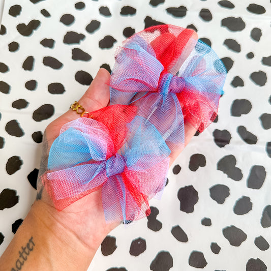 red white and blue tulle bows