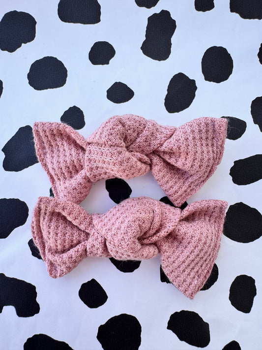 mauve waffle knit knotted piggies