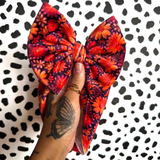 purple floral velvet bows