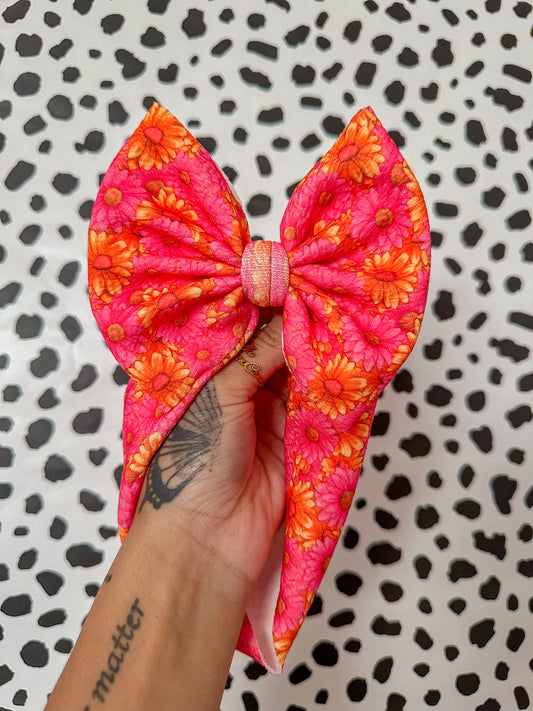bright pink and yellow flower bows