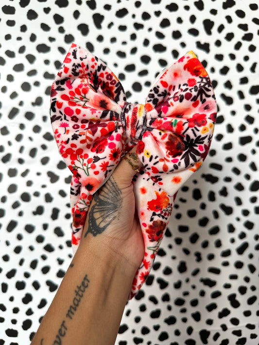 busy floral velvet bows