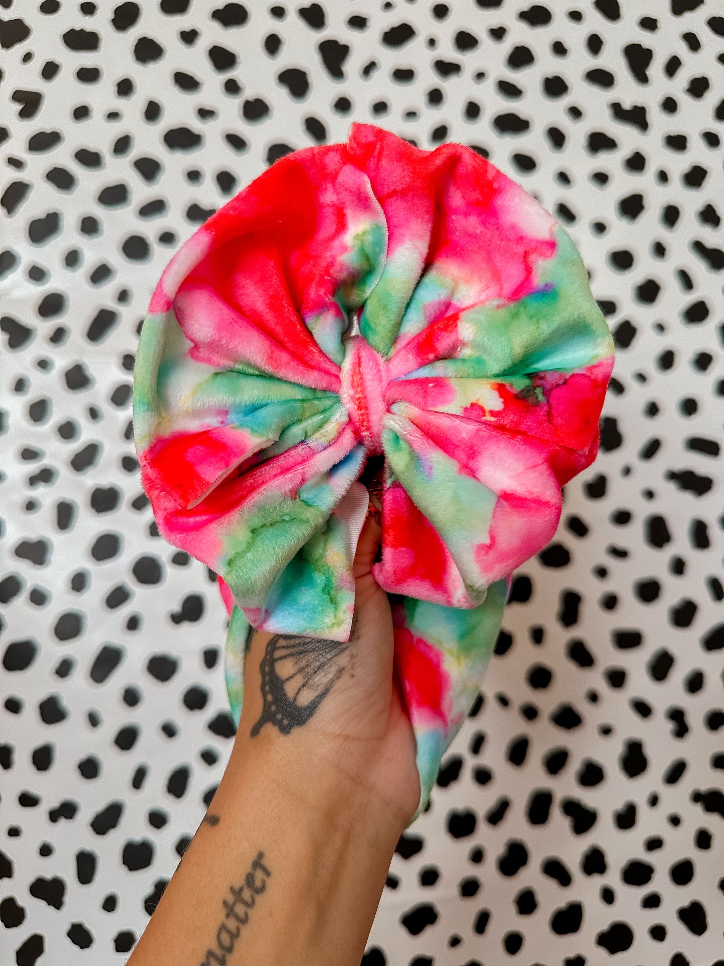 watermelon watercolor velvet bows