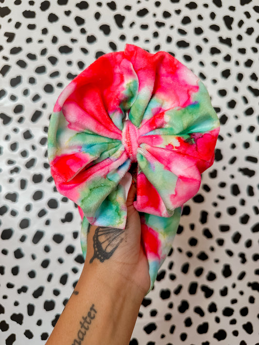 watermelon watercolor velvet bows