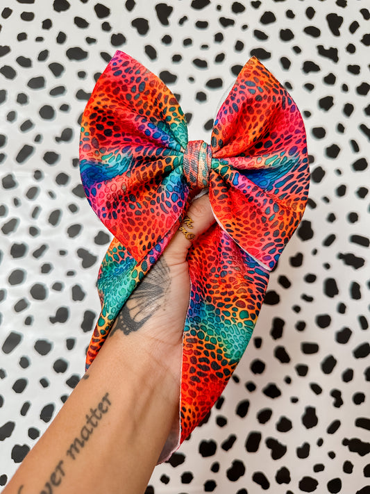 rainbow animal print bows
